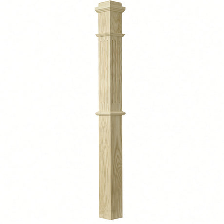 F-4375 4-3/4" x 62" Fluted Box Newel Post, Poplar