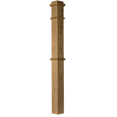 F-4375 4-3/4" x 62" Fluted Box Newel Post, Red Oak