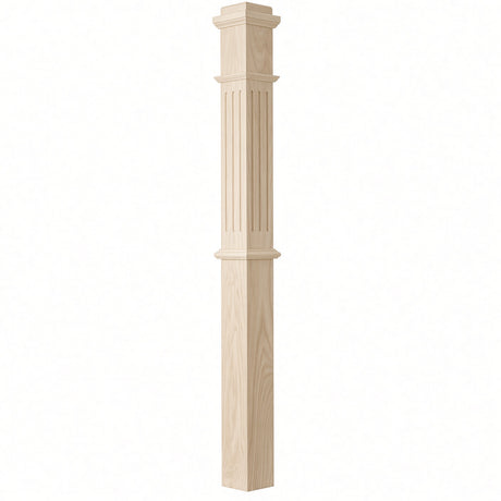 F-4375 4-3/4" x 62" Fluted Box Newel Post, Soft Maple