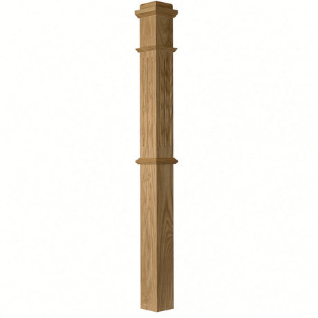 F-4375 4-3/4" x 62" Fluted Box Newel Post, White Oak