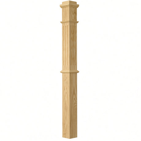 F-4375 4-3/4" x 62" Fluted Box Newel Post, Yellow Pine