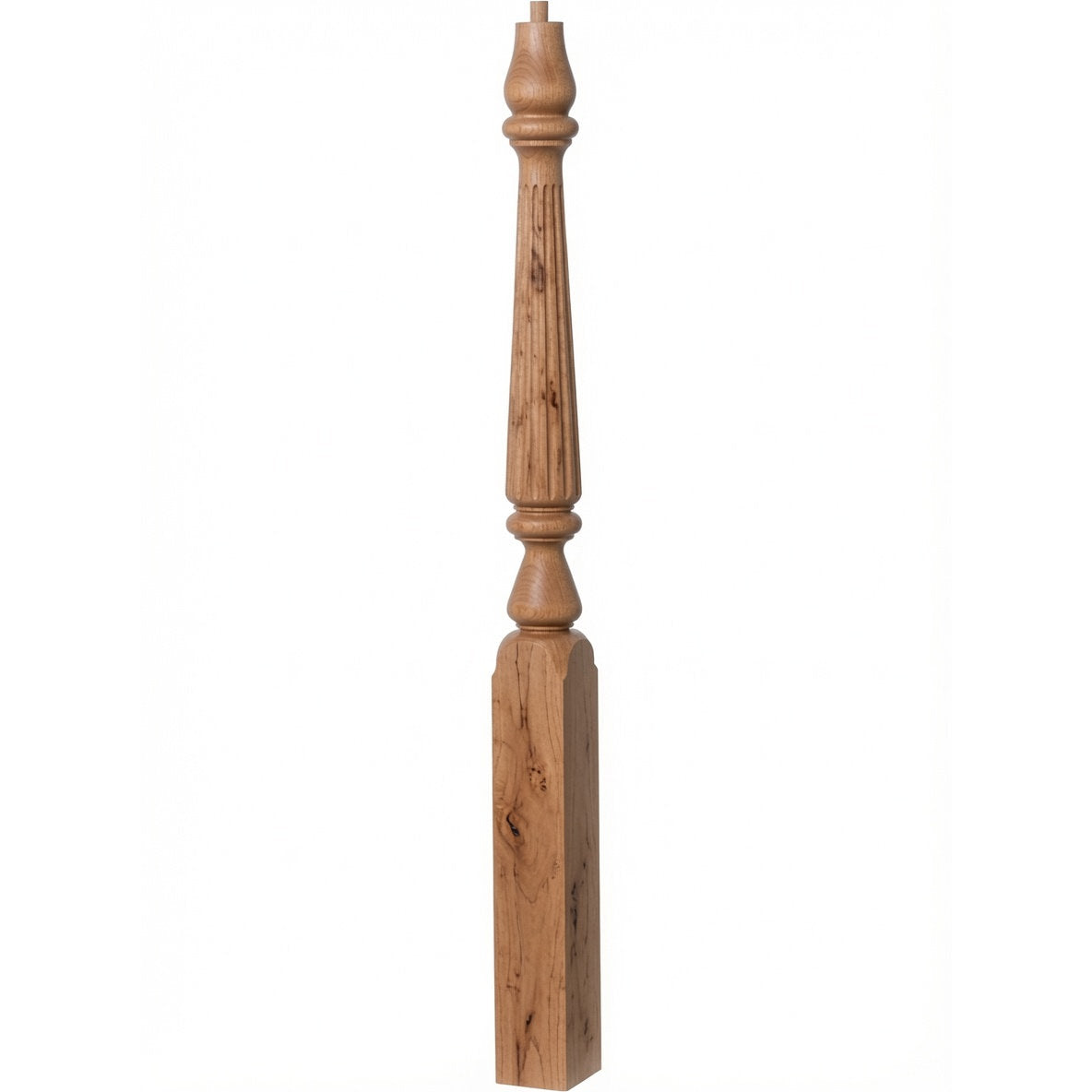F-4811 (48"), or F-4815 (60") Fluted Ohio Series Newel Post, Knotty Alder