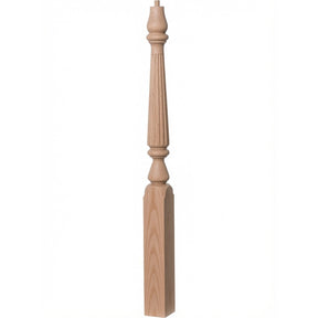 F-4811 (48"), or F-4815 (60") Fluted Ohio Series Newel Post, Red Oak