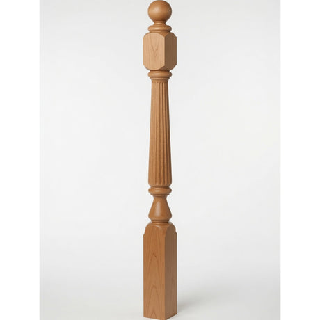 F-4840 (48"), F-4842 (60"), or F-4848 (72") Ohio Ball Top Newel Post, Alder