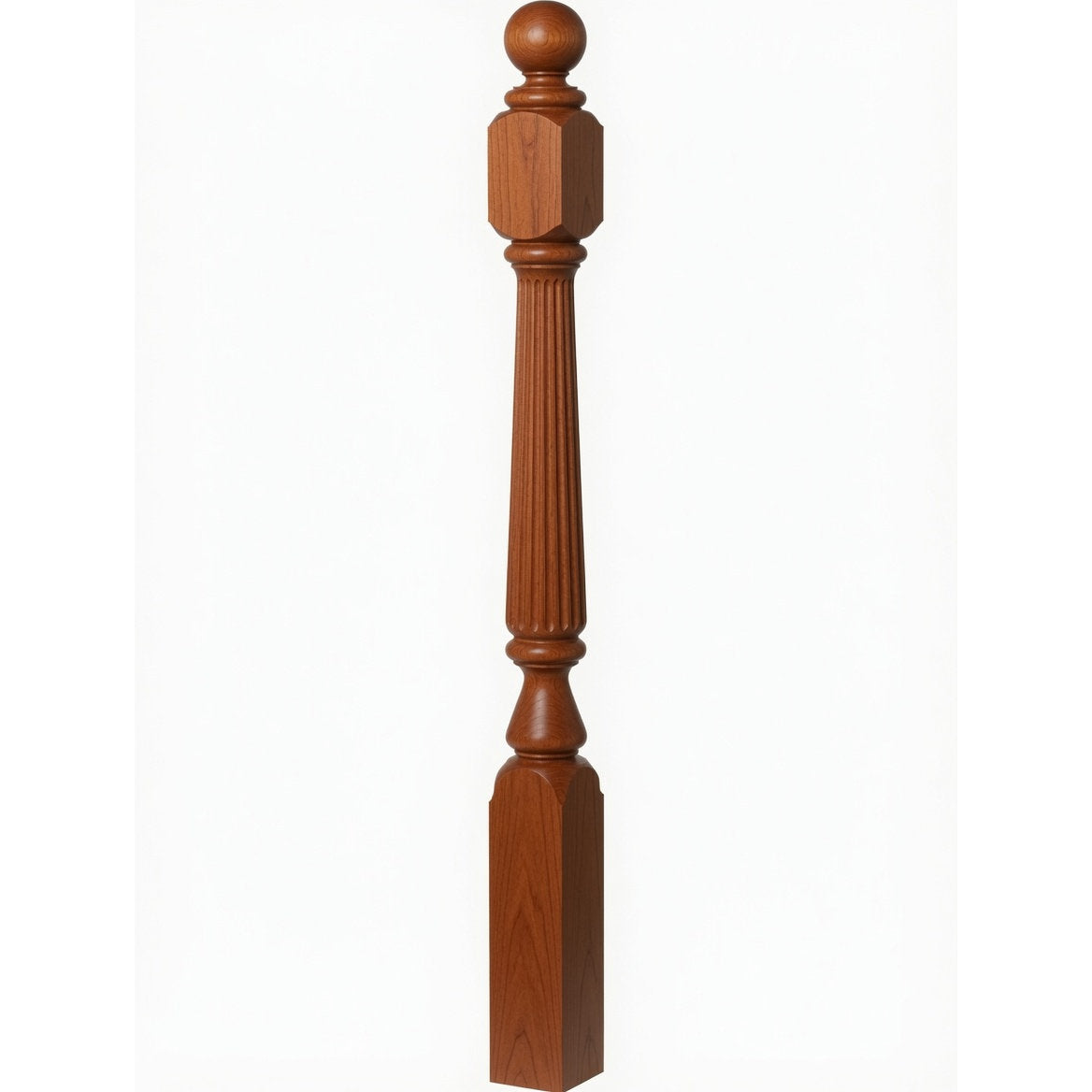 F-4840 (48"), F-4842 (60"), or F-4848 (72") Ohio Ball Top Newel Post, American Cherry