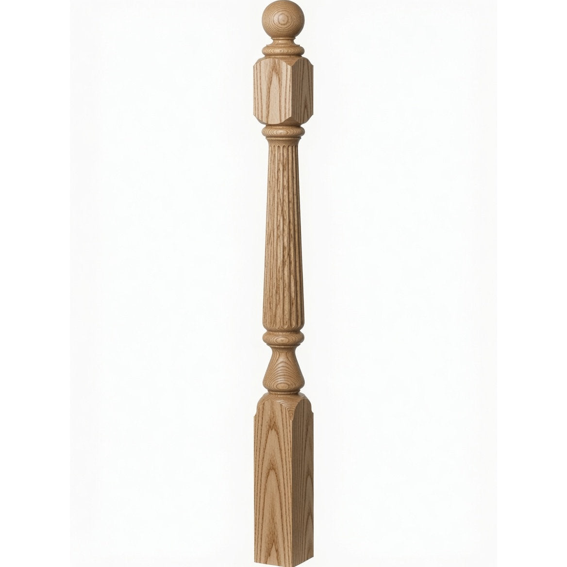 F-4840 (48"), F-4842 (60"), or F-4848 (72") Ohio Ball Top Newel Post, Ash