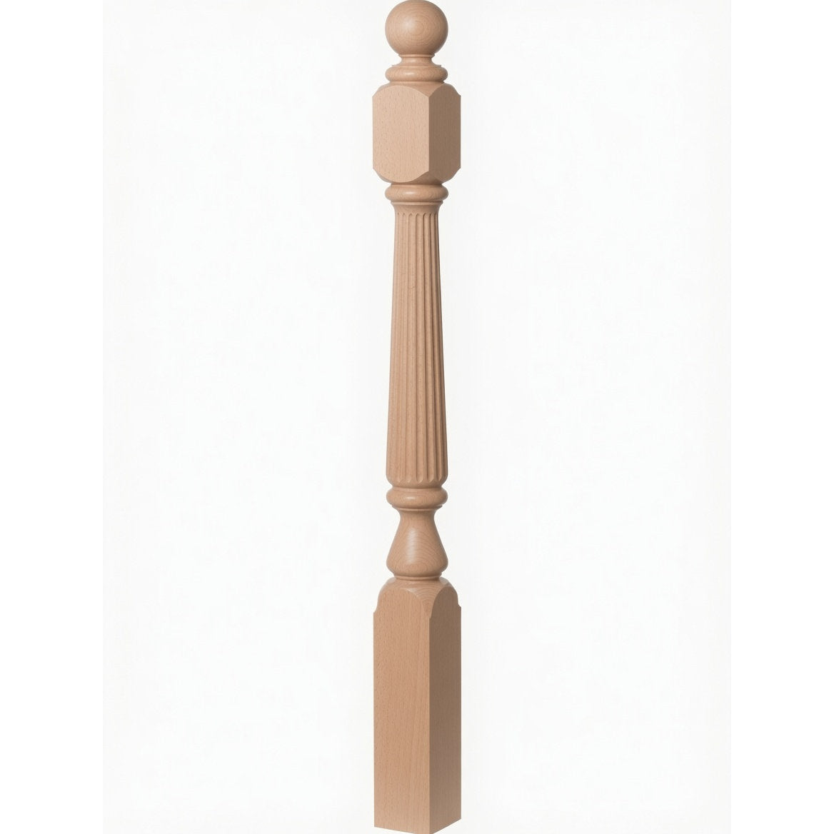 F-4840 (48"), F-4842 (60"), or F-4848 (72") Ohio Ball Top Newel Post, Beech