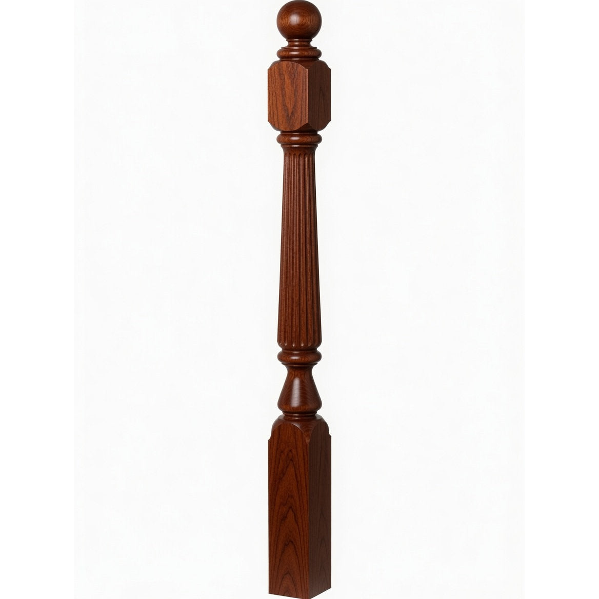 F-4840 (48"), F-4842 (60"), or F-4848 (72") Ohio Ball Top Newel Post, Brazilian Cherry