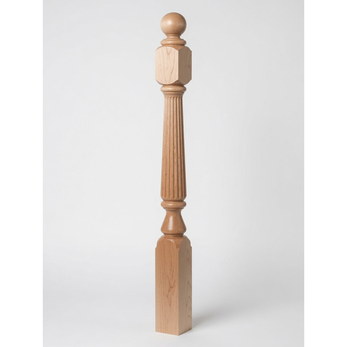 F-4840 (48"), F-4842 (60"), or F-4848 (72") Ohio Ball Top Newel Post, Hard Maple