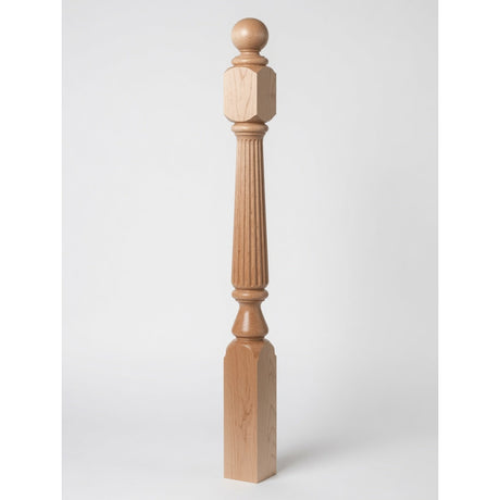 F-4840 (48"), F-4842 (60"), or F-4848 (72") Ohio Ball Top Newel Post, Hard Maple