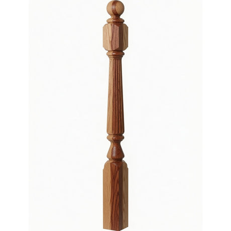 F-4840 (48"), F-4842 (60"), or F-4848 (72") Ohio Ball Top Newel Post, Hickory