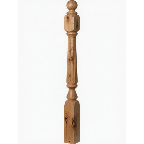 F-4840 (48"), F-4842 (60"), or F-4848 (72") Ohio Ball Top Newel Post, Knotty Alder