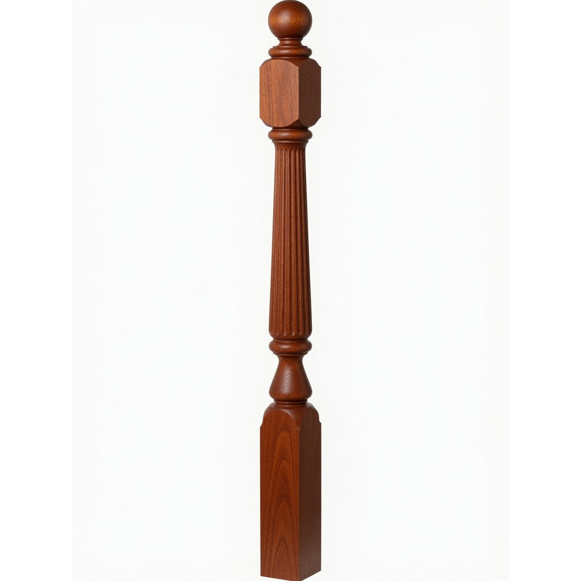 F-4840 (48"), F-4842 (60"), or F-4848 (72") Ohio Ball Top Newel Post, Mahogany