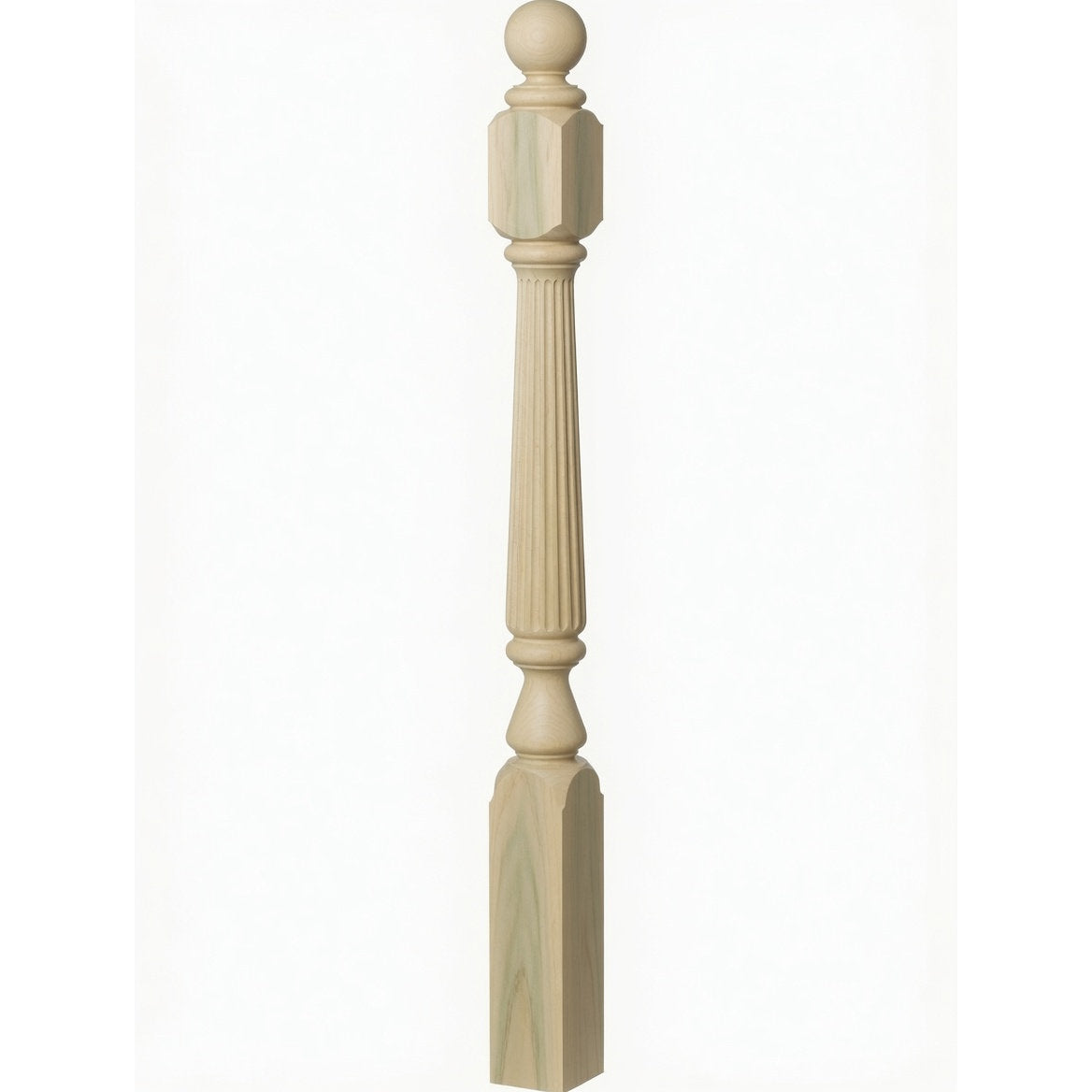 F-4840 (48"), F-4842 (60"), or F-4848 (72") Ohio Ball Top Newel Post, Poplar