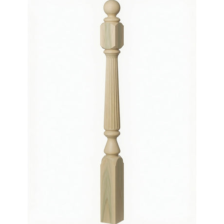 F-4840 (48"), F-4842 (60"), or F-4848 (72") Ohio Ball Top Newel Post, Poplar