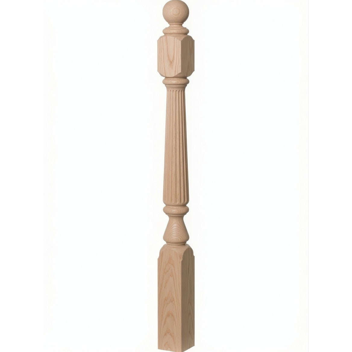 F-4840 (48"), F-4842 (60"), or F-4848 (72") Ohio Ball Top Newel Post, Red Oak