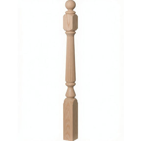 F-4840 (48"), F-4842 (60"), or F-4848 (72") Ohio Ball Top Newel Post, Red Oak