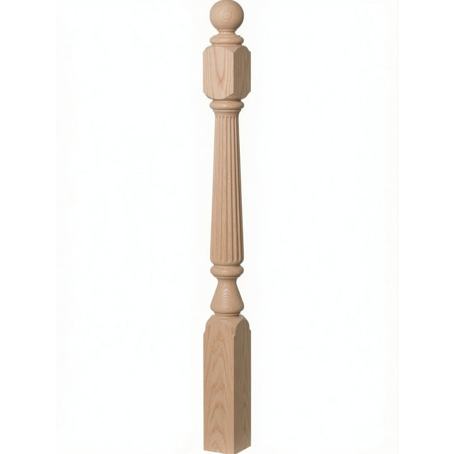 F-4840 (48"), F-4842 (60"), or F-4848 (72") Ohio Ball Top Newel Post, Red Oak