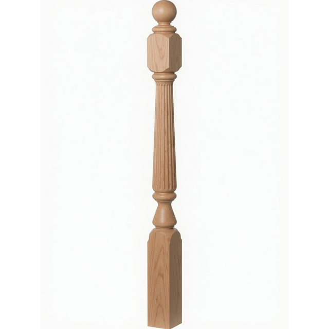 F-4840 (48"), F-4842 (60"), or F-4848 (72") Ohio Ball Top Newel Post, Soft Maple