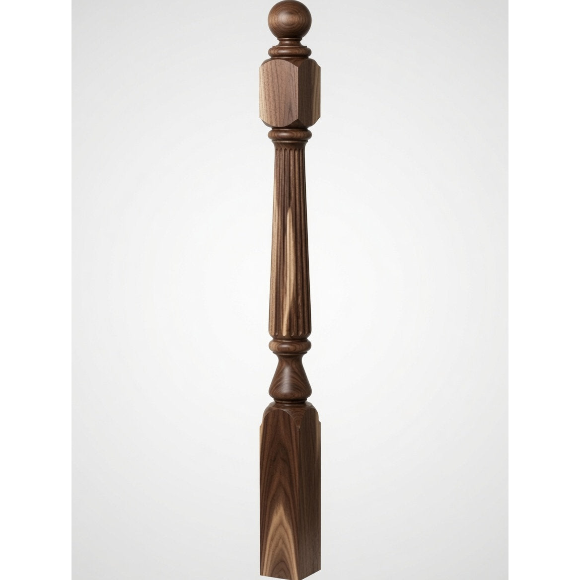 F-4840 (48"), F-4842 (60"), or F-4848 (72") Ohio Ball Top Newel Post, Walnut