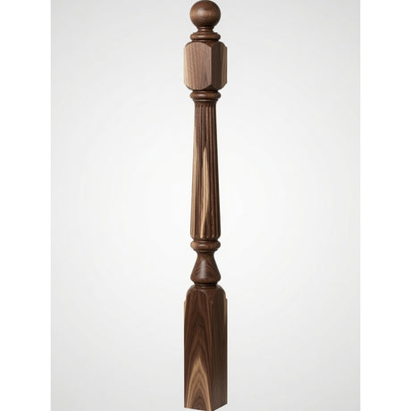 F-4840 (48"), F-4842 (60"), or F-4848 (72") Ohio Ball Top Newel Post, Walnut