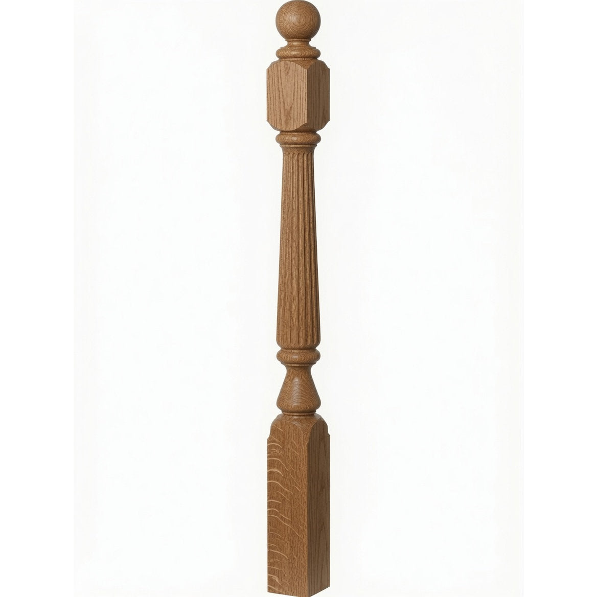 F-4840 (48"), F-4842 (60"), or F-4848 (72") Ohio Ball Top Newel Post, White Oak