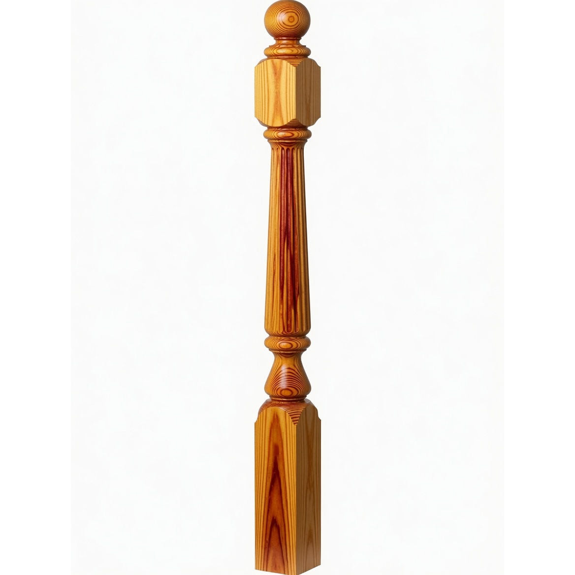 F-4840 (48"), F-4842 (60"), or F-4848 (72") Ohio Ball Top Newel Post, Yellow Pine