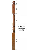 F-5545 Fluted 2nd Floor Utah Classic Newel Post Dimensional Information