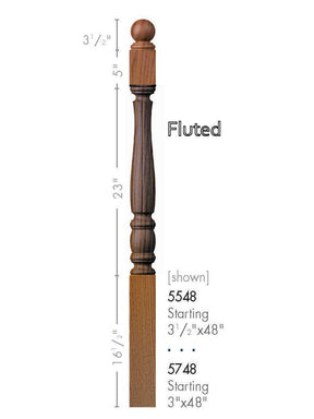 F-5748 Fluted Utah Classic Ball Top Starting Newel Post