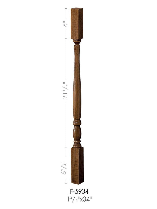 F-5934 34-inch Fluted Square Top Country Classic Baluster