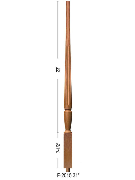 F-2015 31" Fluted Bunker Hill Baluster, Dimensional Information