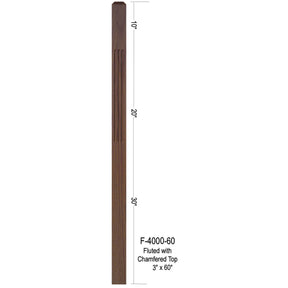 F-4000-60 60" Fluted 3" Newel Post