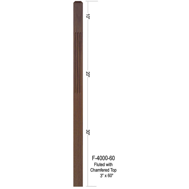 F-4000-60 60" Fluted 3" Newel Post