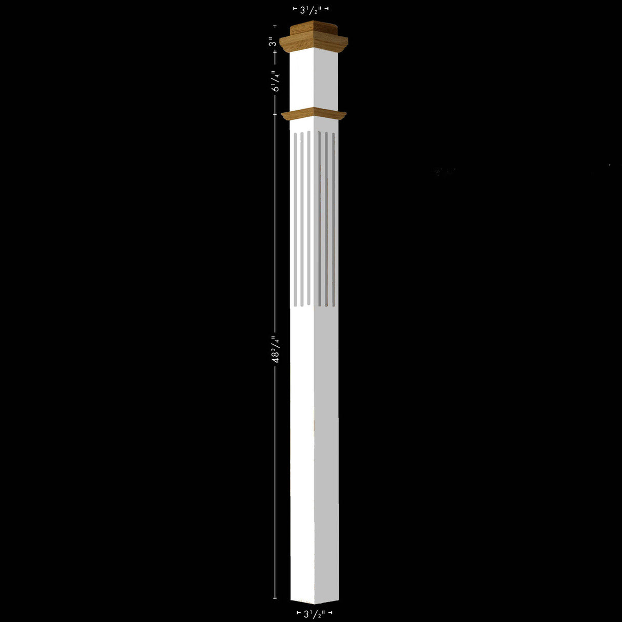 F-4075 Primed with Special Species Trim Fluted Box Newel Post