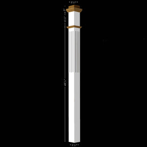 F-4075 Primed with Special Species Trim Fluted Box Newel Post