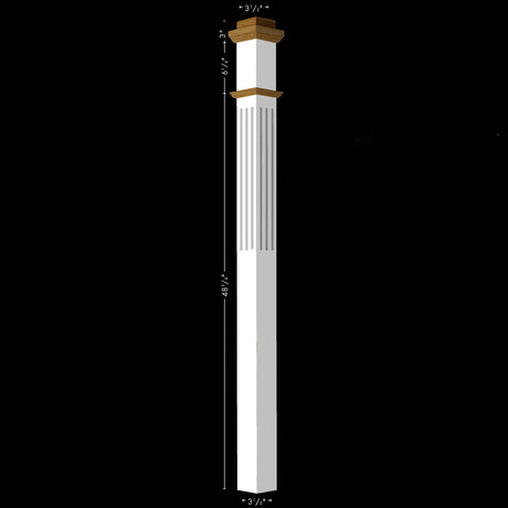 F-4075 Primed with Special Species Trim Fluted Box Newel Post