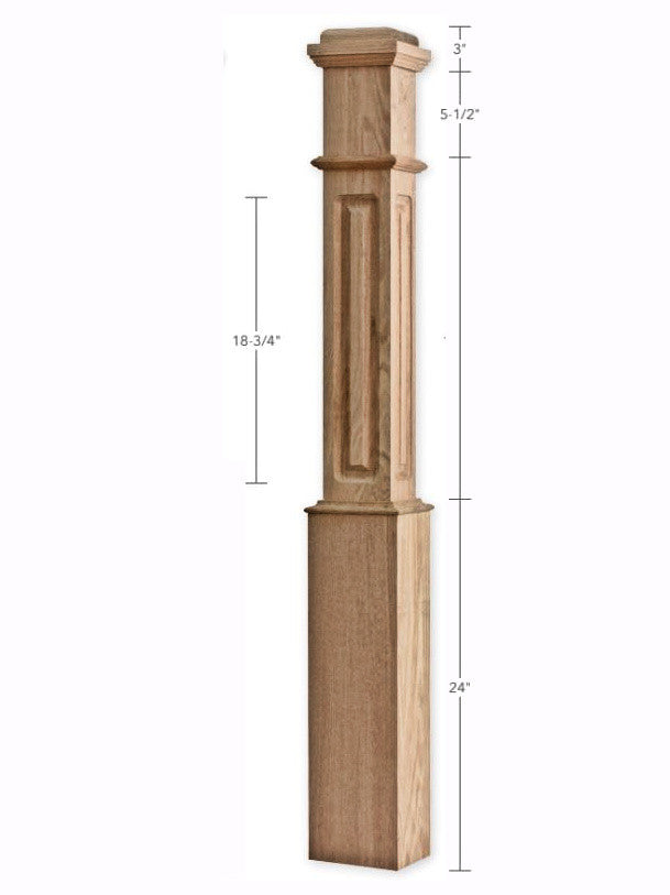 F4091-Raised Panel 55" Box Newel Post