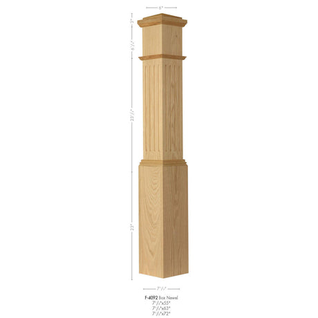 F-4092 Fluted Large Box Newel Post, Dimensions