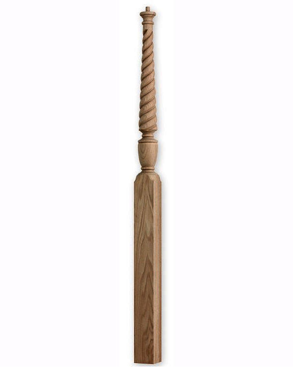 F4418-TW Rope Twist  Pin Top Red Oak Landing Newel Post