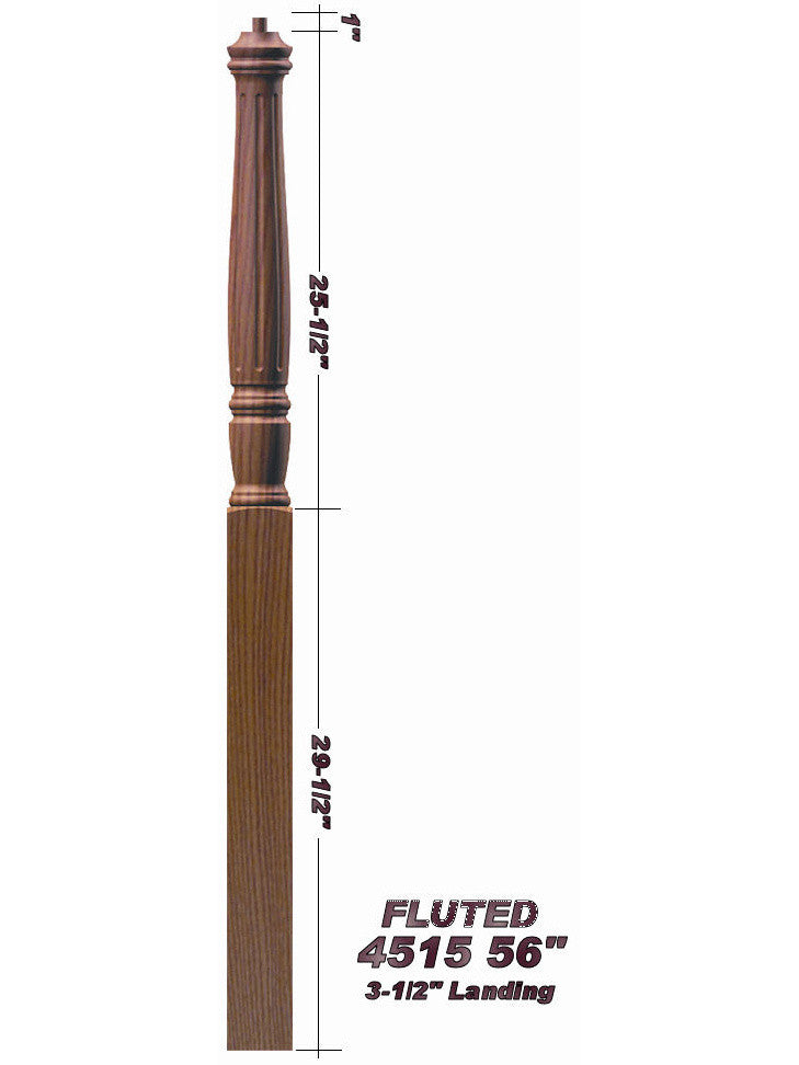 F-4515 Fluted Pin Top Landing Georgia Newel Post
