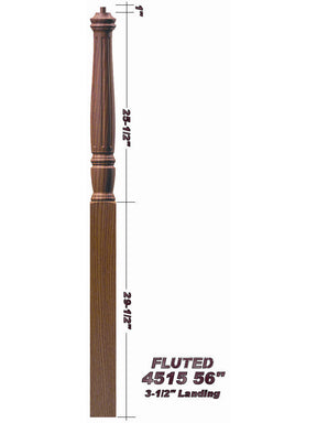 F-4515 Fluted Pin Top Landing Georgia Newel Post