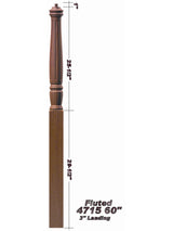 F-4715 Fluted Pin Top Landing Georgia Newel Post