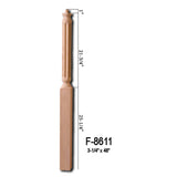 F-8611 48" Fluted Pin Top Newel Post Dimensional Information