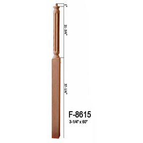 F-8615 60" Fluted Pin Top Newel Post