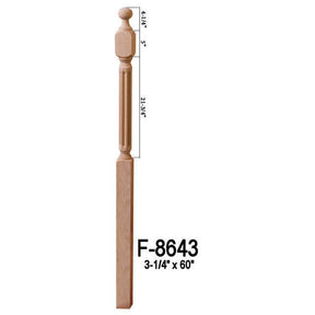 F-8643 60" Fluted Ball Top Newel Post