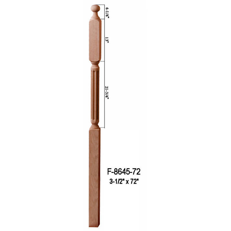 F-8645-72 72" Fluted Ball Top Newel Post