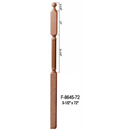 F-8645-72 72" Fluted Ball Top Newel Post