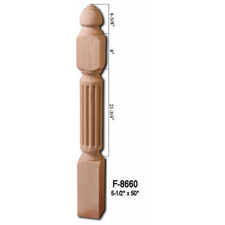F-8660 50" Fluted Grande Newel Post