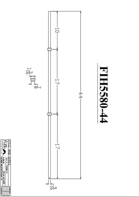 FIH5580-44 9/16" Round Tube Baluster Double Knuckles Cadd Drawing