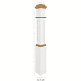 FP-4091-PSST CNC Flat Panel Box Newel Post, Primed with Special Species Trim, Dimensional Information